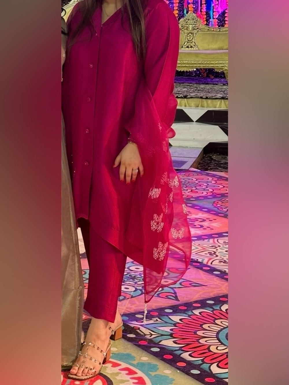 Magenta Coord Set - pure raw silk - Elegant Party Wear - Pakistani Style Wedding